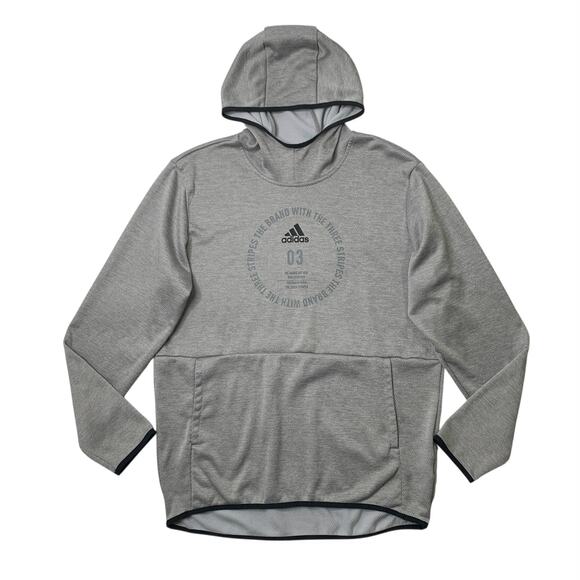 Adidas Sweatshirt Mens L Large Ash Grey Black Team Issue Badge Of Sport Hoodie - Picture 1 of 12